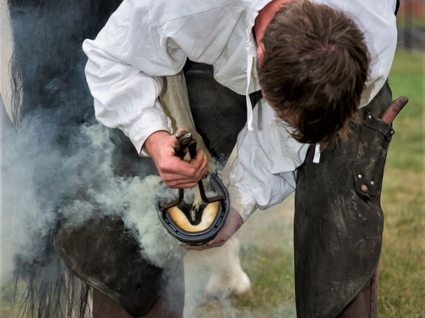 The forge was used to demonstrate horseshoes making and fitting.